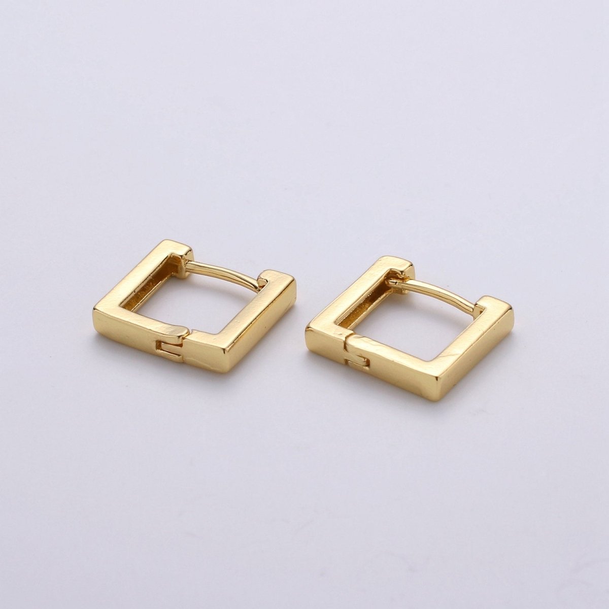 24k Gold plated Earrings, Square Huggie Earring, Square Earrings, DIY Earrings, Everyday Wear Earrings, Rosegold Earring L-924 - DLUXCA