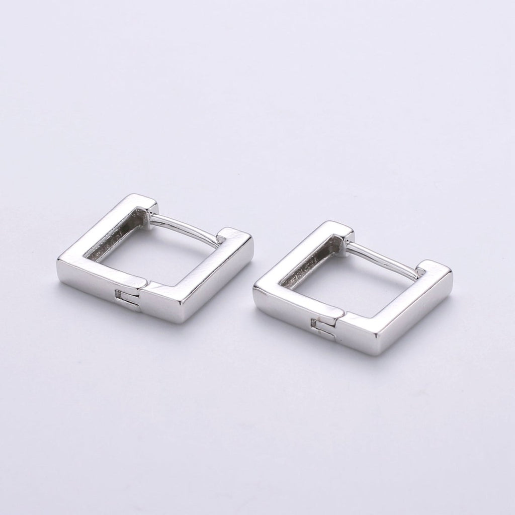 24k Gold plated Earrings, Square Huggie Earring, Square Earrings, DIY Earrings, Everyday Wear Earrings, Rosegold Earring L-924 - DLUXCA