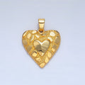 24K Gold plated Edged Textured Double Heart Pendant | AA793 - DLUXCA