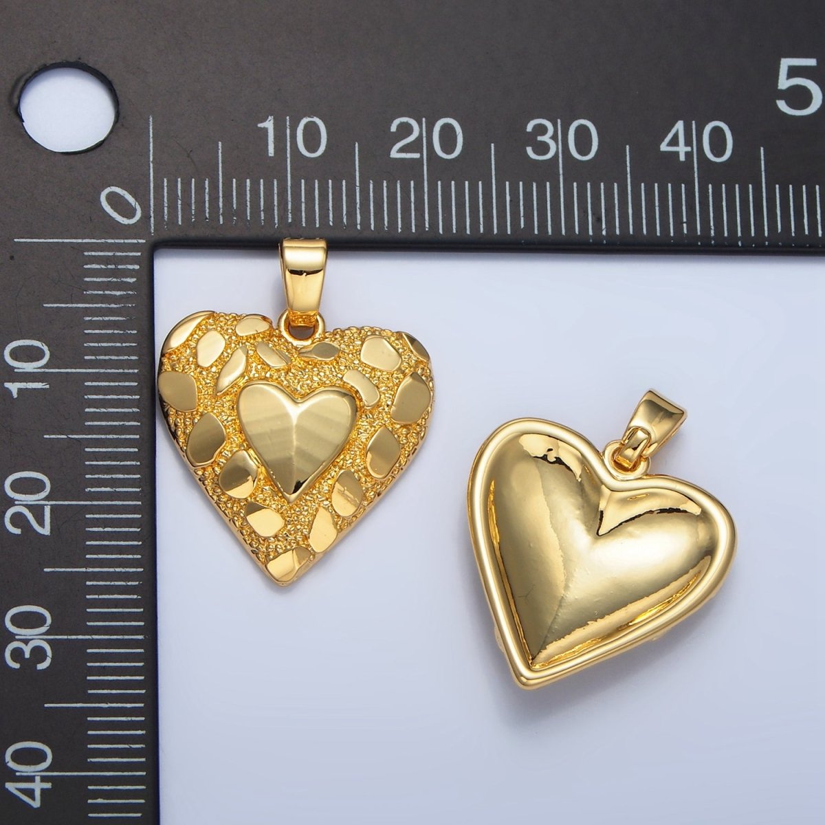 24K Gold plated Edged Textured Double Heart Pendant | AA793 - DLUXCA