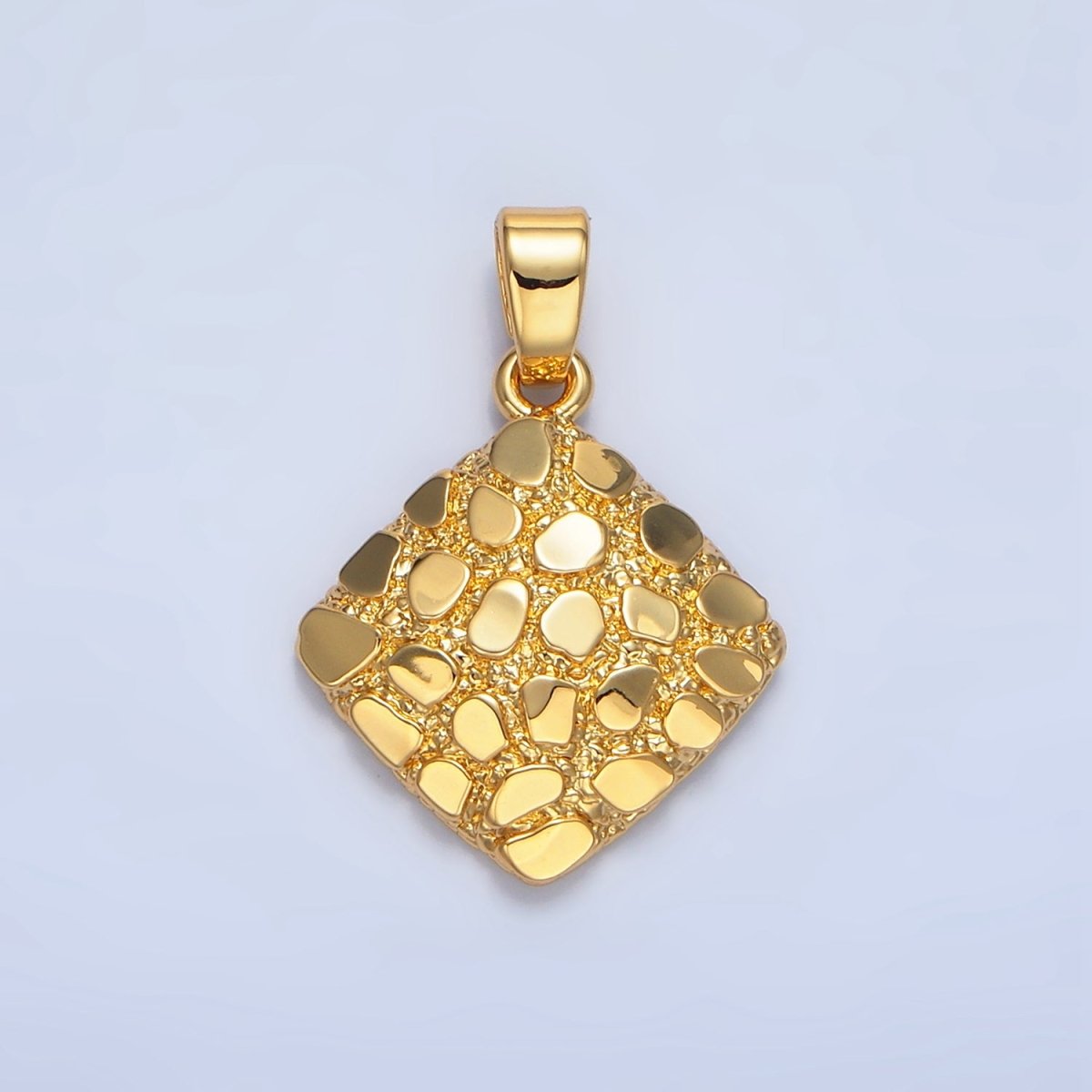 24K Gold plated Edged Textured Rhombus Pendant | AA792 - DLUXCA