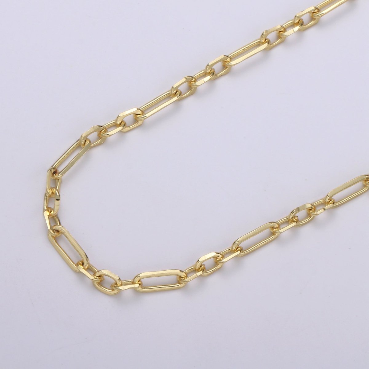 24K Gold plated Elaborate PAPERCLIP long and short Chain Sold by Yard For Jewelry Making | ROLL-435 ROLL-551 Clearance Pricing - DLUXCA