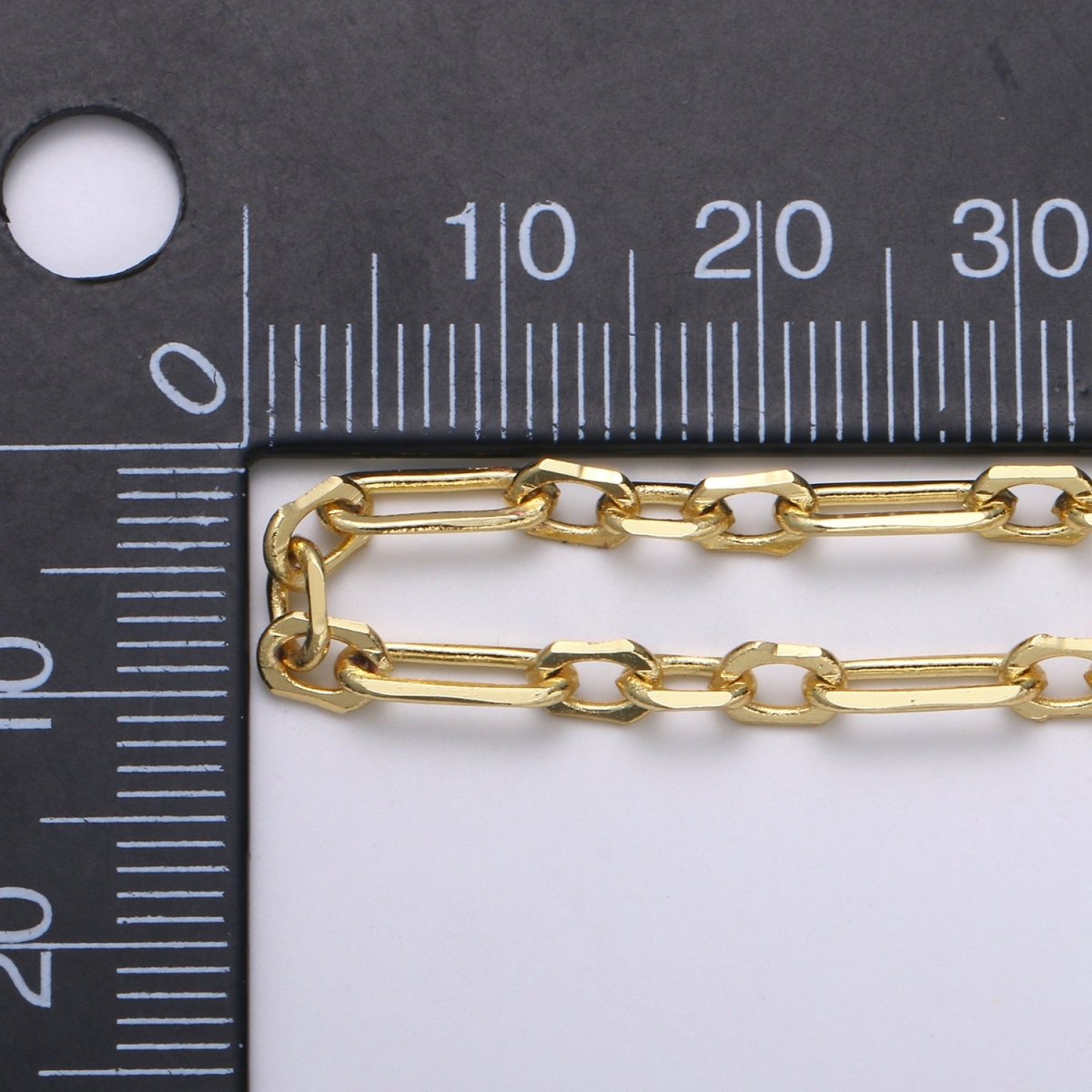 24K Gold plated Elaborate PAPERCLIP long and short Chain Sold by Yard For Jewelry Making | ROLL-435 ROLL-551 Clearance Pricing - DLUXCA