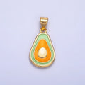 24K Gold plated Enamel Avocado Fruit Pendant | AA1036 - DLUXCA