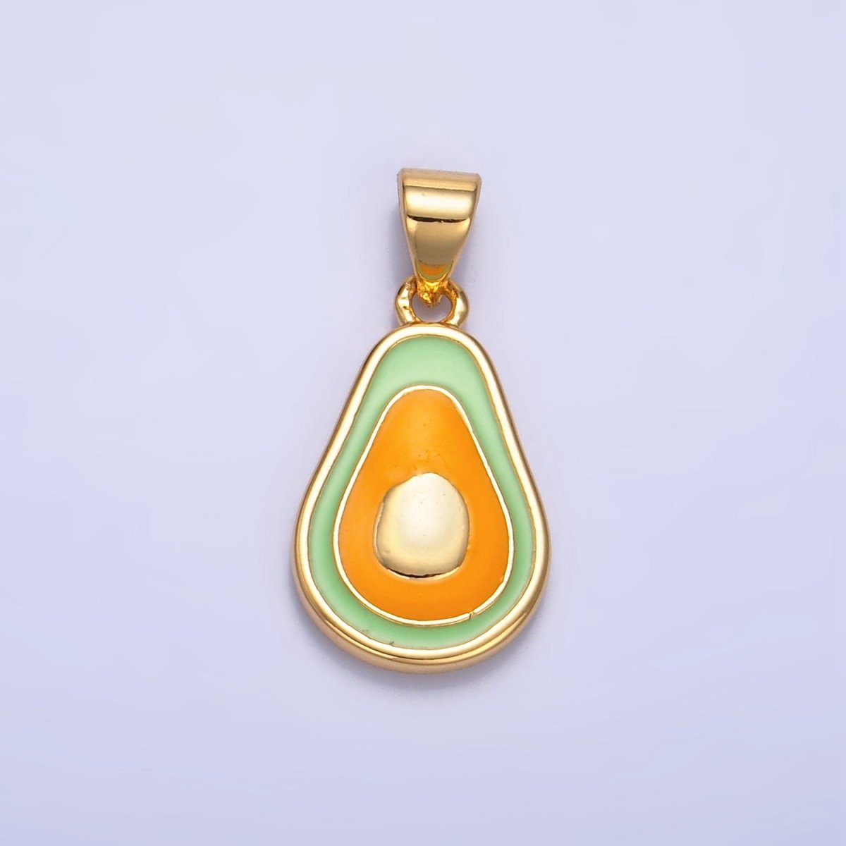 24K Gold plated Enamel Avocado Fruit Pendant | AA1036 - DLUXCA