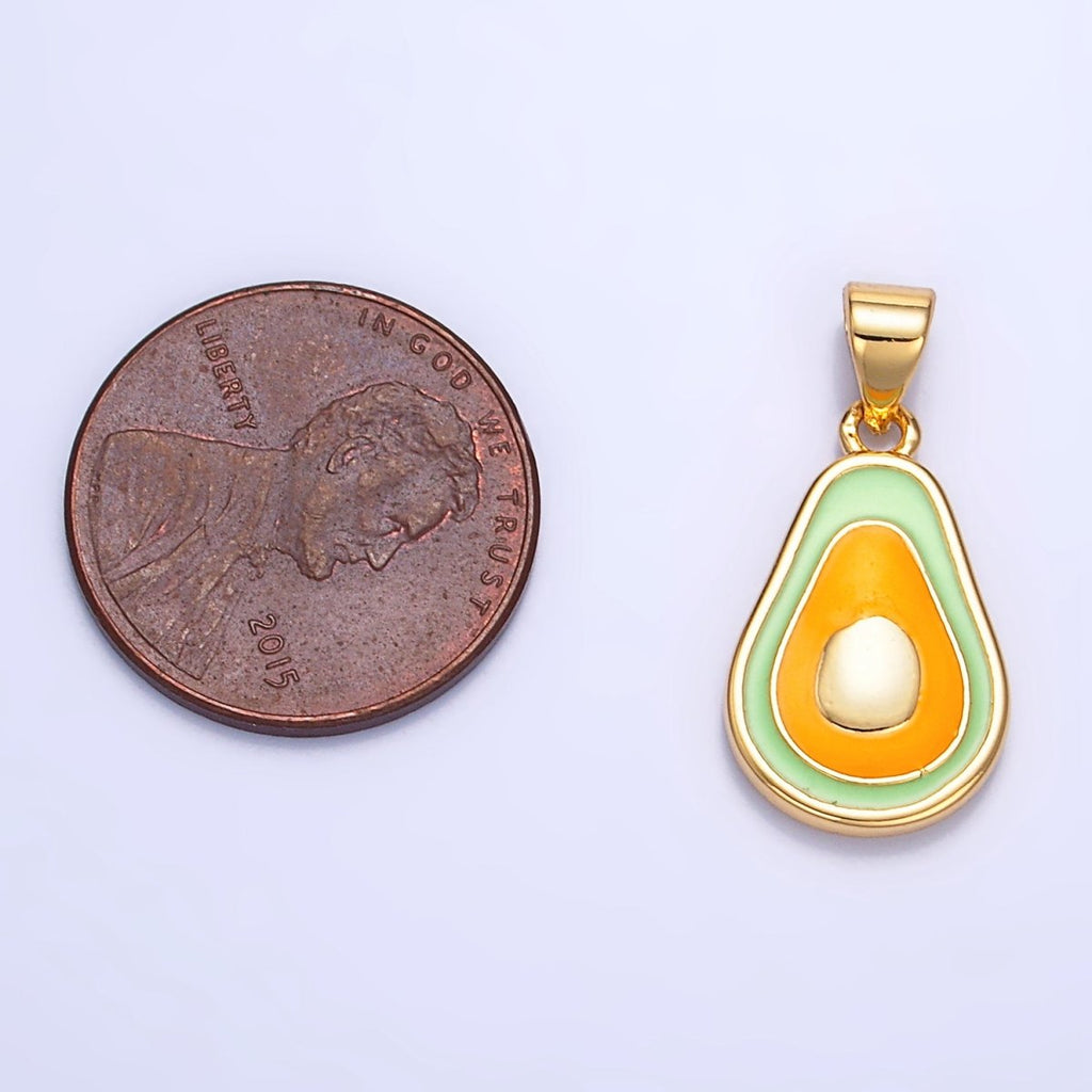 24K Gold plated Enamel Avocado Fruit Pendant | AA1036 - DLUXCA