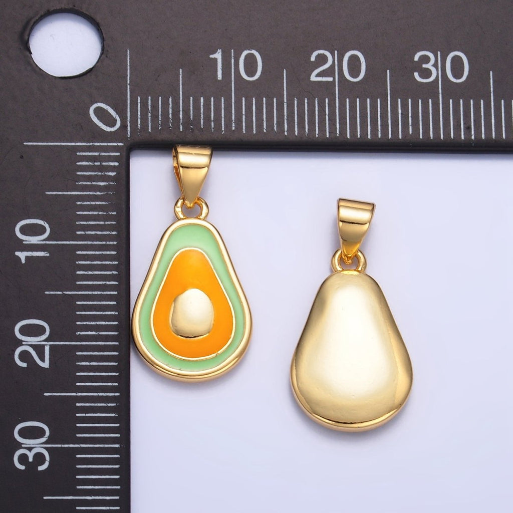 24K Gold plated Enamel Avocado Fruit Pendant | AA1036 - DLUXCA
