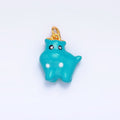 24K Gold plated Enamel Multi Dimensional Blue Cat Monster Creature Charm | W341 