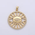 24k Gold plated Evil Eye Charm Micro Pave Cubic Zirconia Round Evil Eye Pendant Charm for Medallion Necklace Component D-085 - DLUXCA
