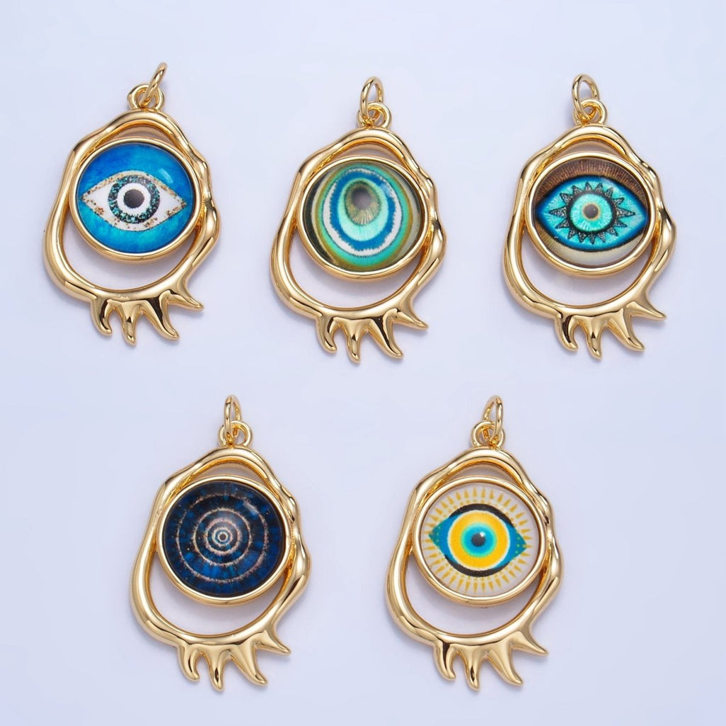 24K Gold plated Evil Eye Open Molten Charm | AG910 - AG912