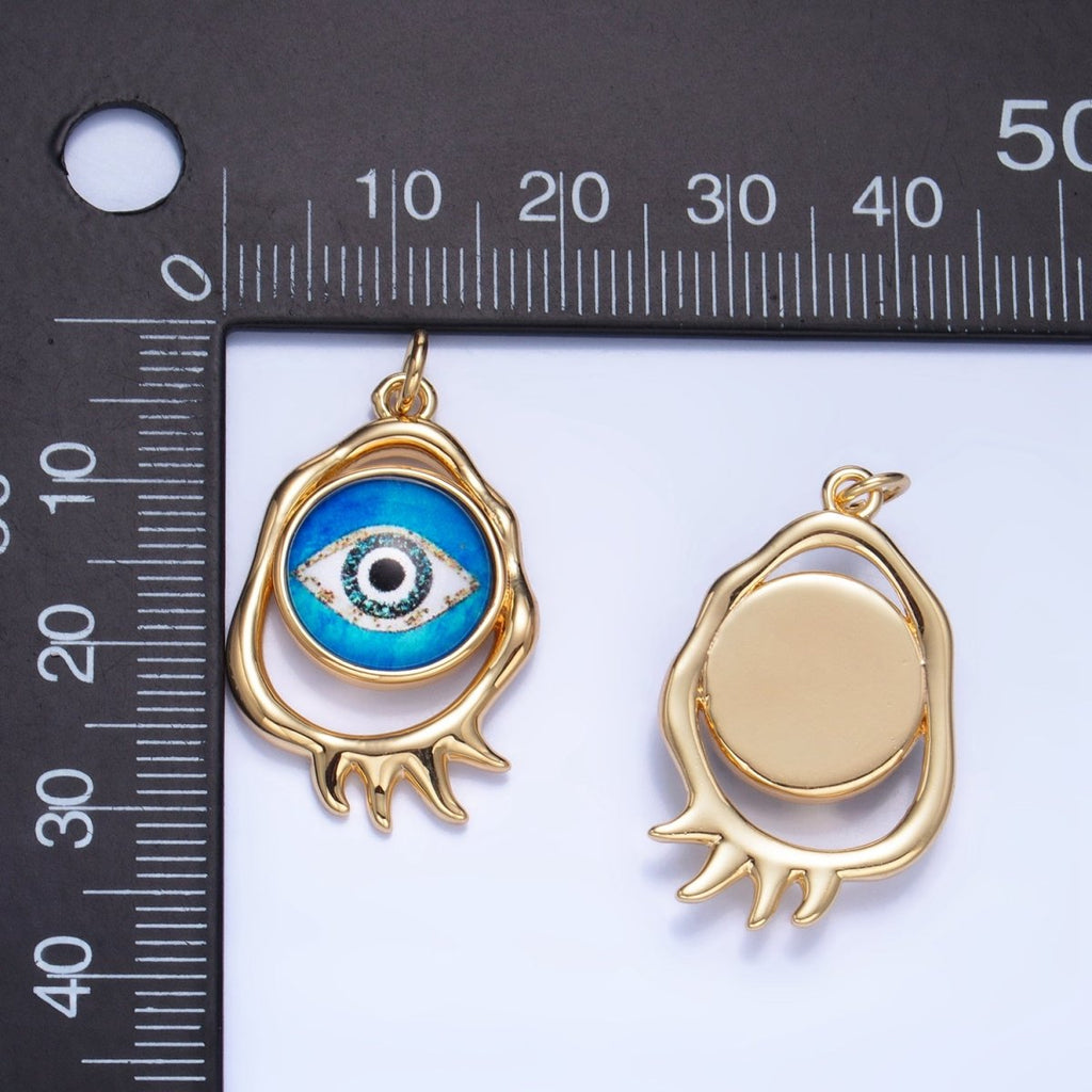 24K Gold plated Evil Eye Open Molten Charm | AG910 - AG912