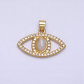24K Gold plated Evil Eye Pendant Rainbow Moonstone Eye Charm Cabochon Eye Micro Pave Cz Pendant Minimalist Jewelry AA285 - DLUXCA