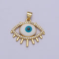 24K Gold plated Evil Eye White, Blue Enamel Micro Paved CZ Pendant H-304 H-305