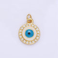 24K Gold plated Evil Eye White Enamel Micro Paved CZ Mini Charm | E365 - DLUXCA