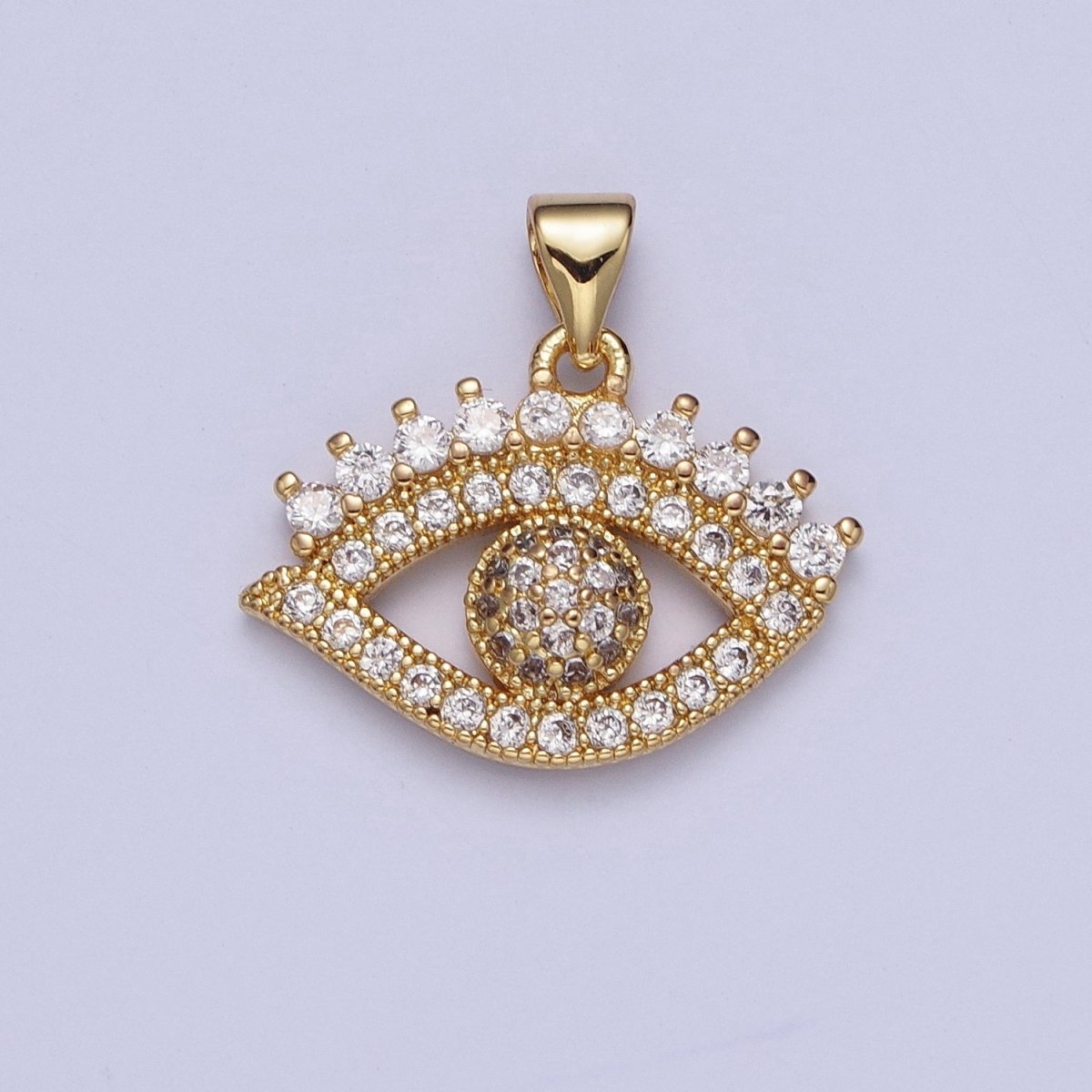 24k Gold plated Eye Pendant Micro Pave Eye Charm X-406 - DLUXCA