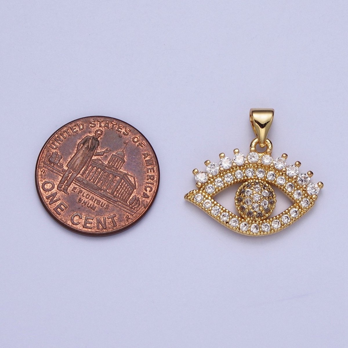 24k Gold plated Eye Pendant Micro Pave Eye Charm X-406 - DLUXCA