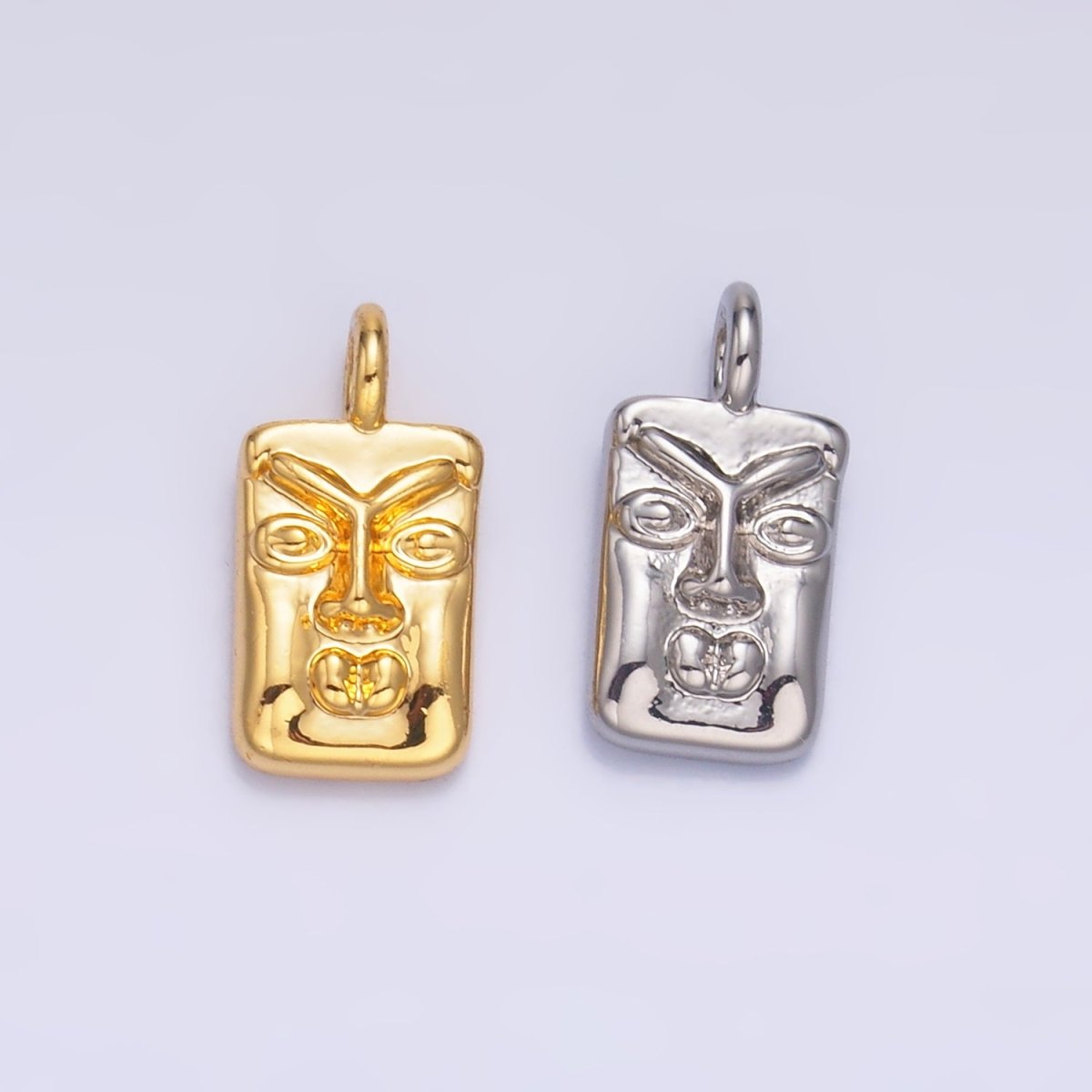 24K Gold plated Face Square Charm in Gold & Silver | W866 - DLUXCA