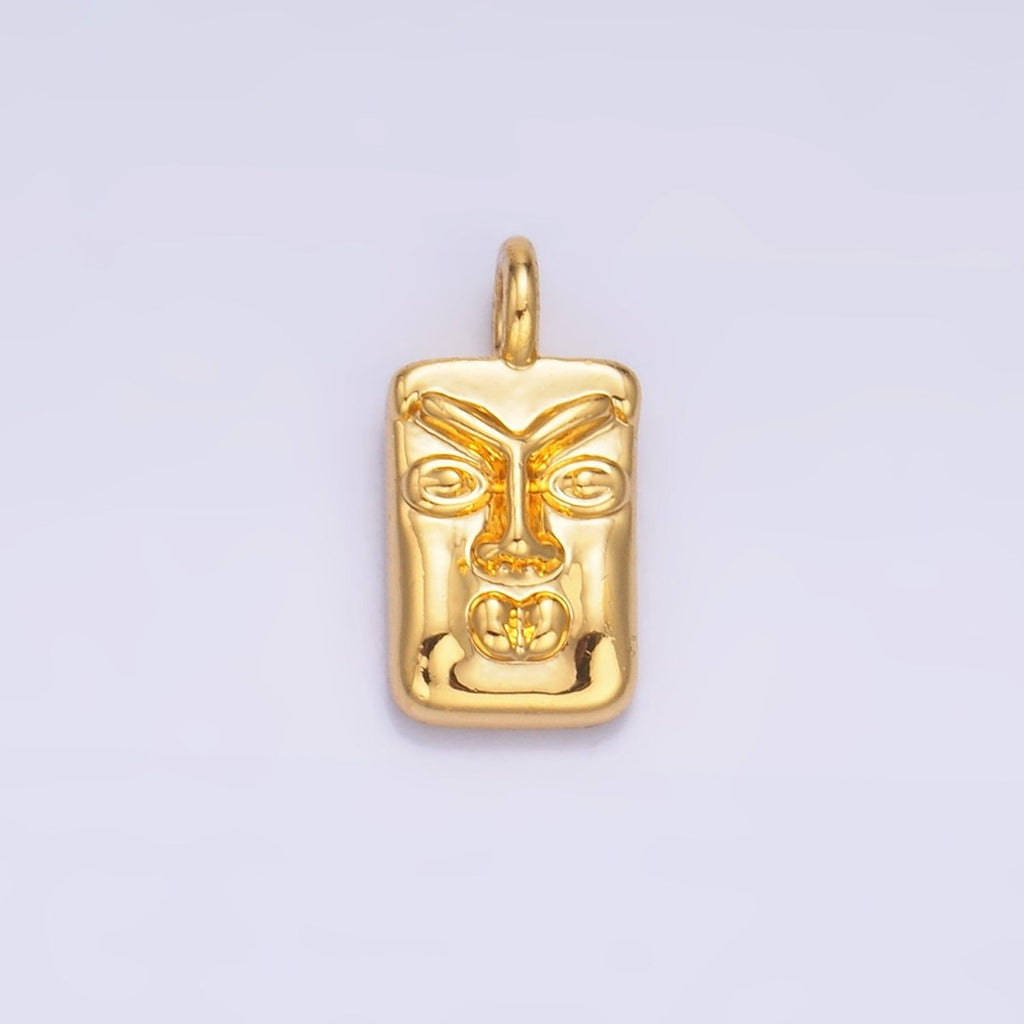 24K Gold plated Face Square Charm in Gold & Silver | W866 - DLUXCA