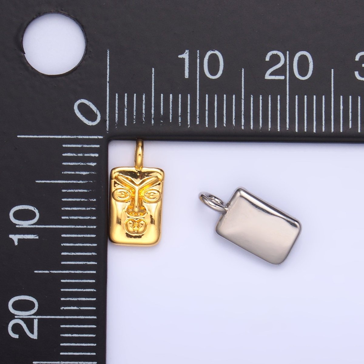 24K Gold plated Face Square Charm in Gold & Silver | W866 - DLUXCA