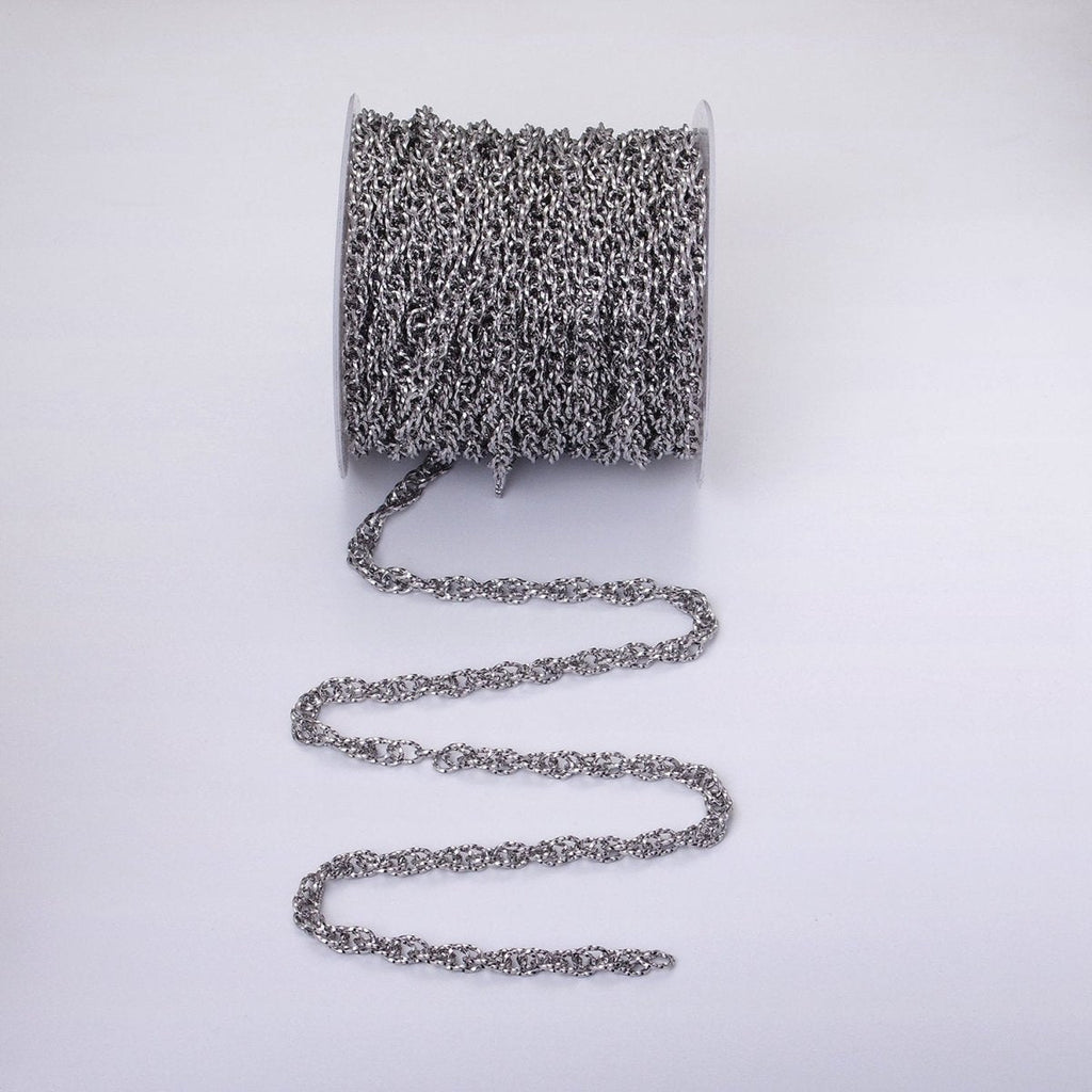 24K Gold plated Faceted Double PRINCE OF WALES style Chain Link Chunky 24k Gold plated 6.1mm Unique Cable Chain Link Unfinished Yard Chain in Gold & Silver | ROLL-1307 ROLL-1308 Clearance Pricing