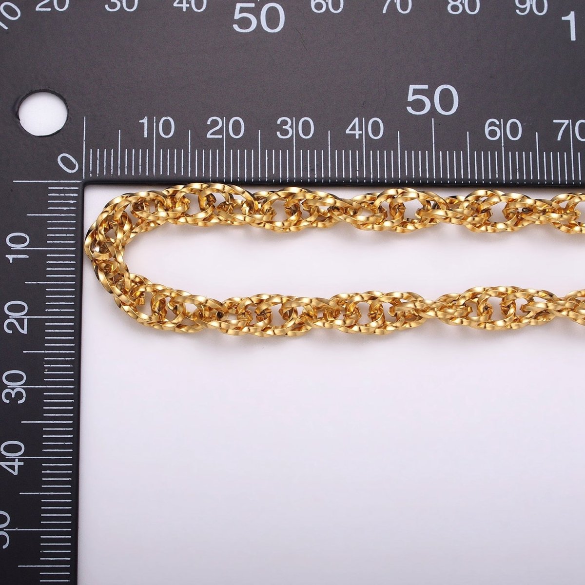 24K Gold plated Faceted Double PRINCE OF WALES style Chain Link Chunky 24k Gold plated 6.1mm Unique Cable Chain Link Unfinished Yard Chain in Gold & Silver | ROLL-1307 ROLL-1308 Clearance Pricing