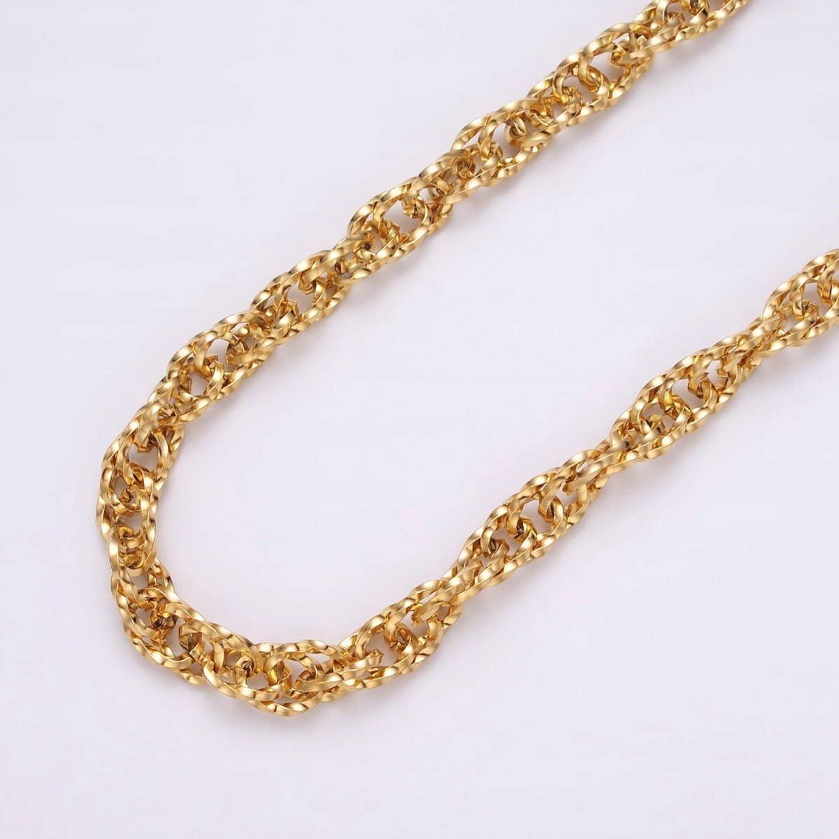 24K Gold plated Faceted Double PRINCE OF WALES style Chain Link Chunky 24k Gold plated 6.1mm Unique Cable Chain Link Unfinished Yard Chain in Gold & Silver | ROLL-1307 ROLL-1308 Clearance Pricing