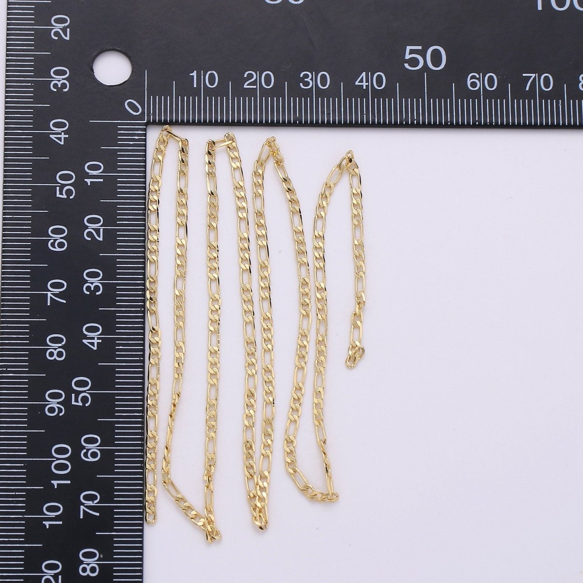 24K Gold plated Figaro Chain, 2mm Gold Simple FIGARO Chain, Gold Dainty Chain, Bulk Supply Jewelry Chain by Yard for Necklace Anklet | ROLL-160 Clearance Pricing - DLUXCA