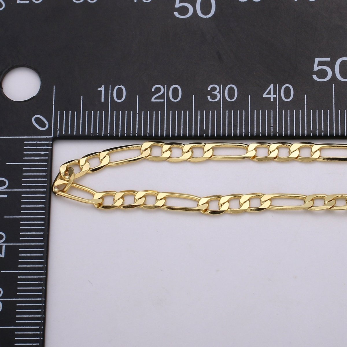24K Gold plated Figaro Chain By Yard, 3.8mm Wide Figaro Curb Linked Chain by Yard, Wholesale Roll Chain, For DIY Craft | ROLL-360 Clearance Pricing - DLUXCA