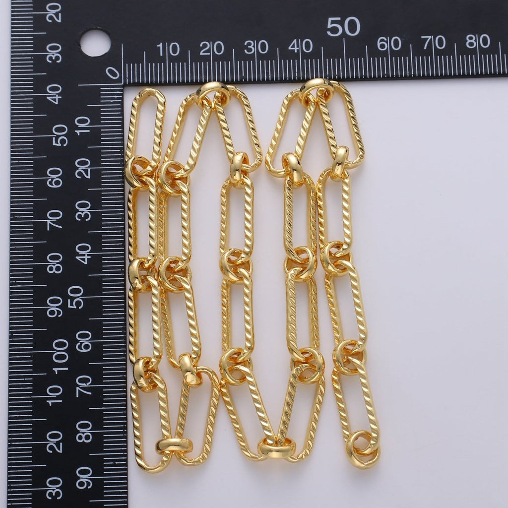 24K Gold plated Figaro Chain by Yard, Long and short Fancy Chain, Wholesale bulk Roll Chain Jewelry Making 11x8mm | ROLL-234 Clearance Pricing - DLUXCA