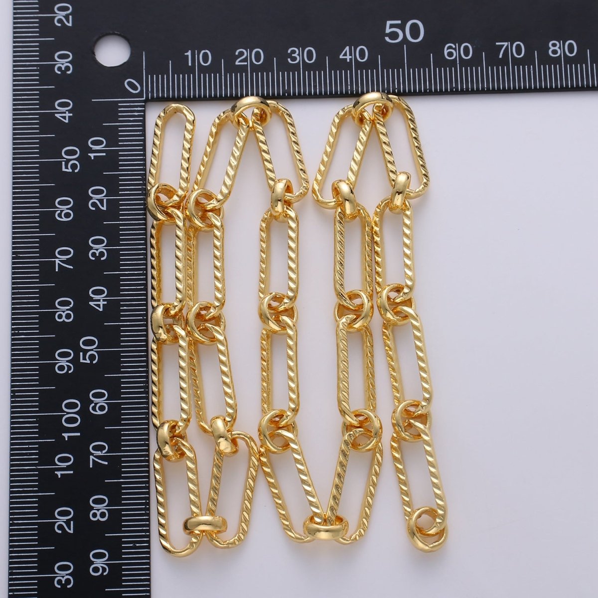 24K Gold plated Figaro Chain by Yard, Long and short Fancy Chain, Wholesale bulk Roll Chain Jewelry Making 11x8mm | ROLL-234 Clearance Pricing - DLUXCA