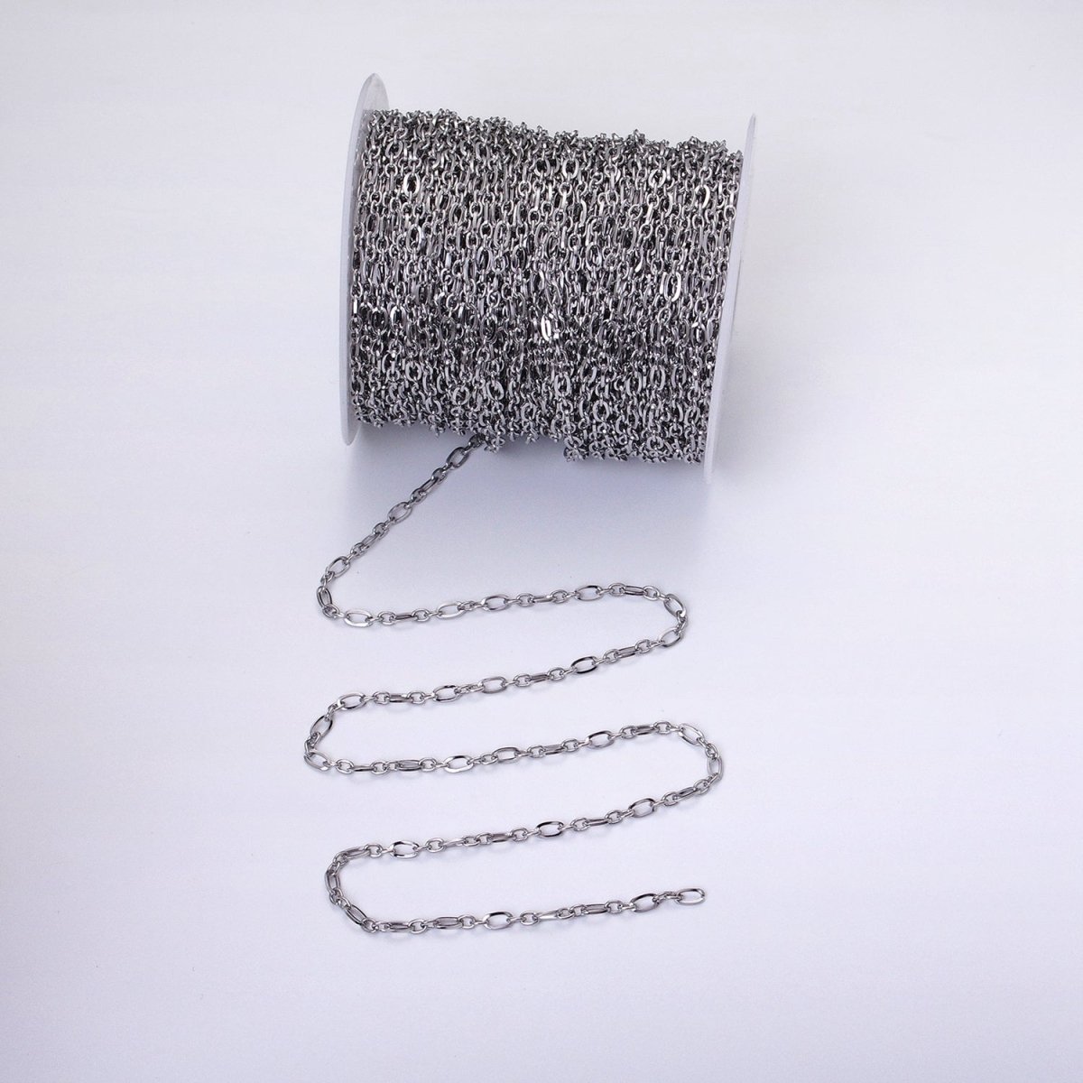 24K Gold plated Figaro Long and Short Fancy Chain 3.5 mm Dainty Cable Link Unfinished Chain by Yard | ROLL-1295 ROLL-1296 Clearance Pricing - DLUXCA