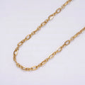 24K Gold plated Figaro Long and Short Fancy Chain 3.5 mm Dainty Cable Link Unfinished Chain by Yard | ROLL-1295 ROLL-1296 Clearance Pricing - DLUXCA