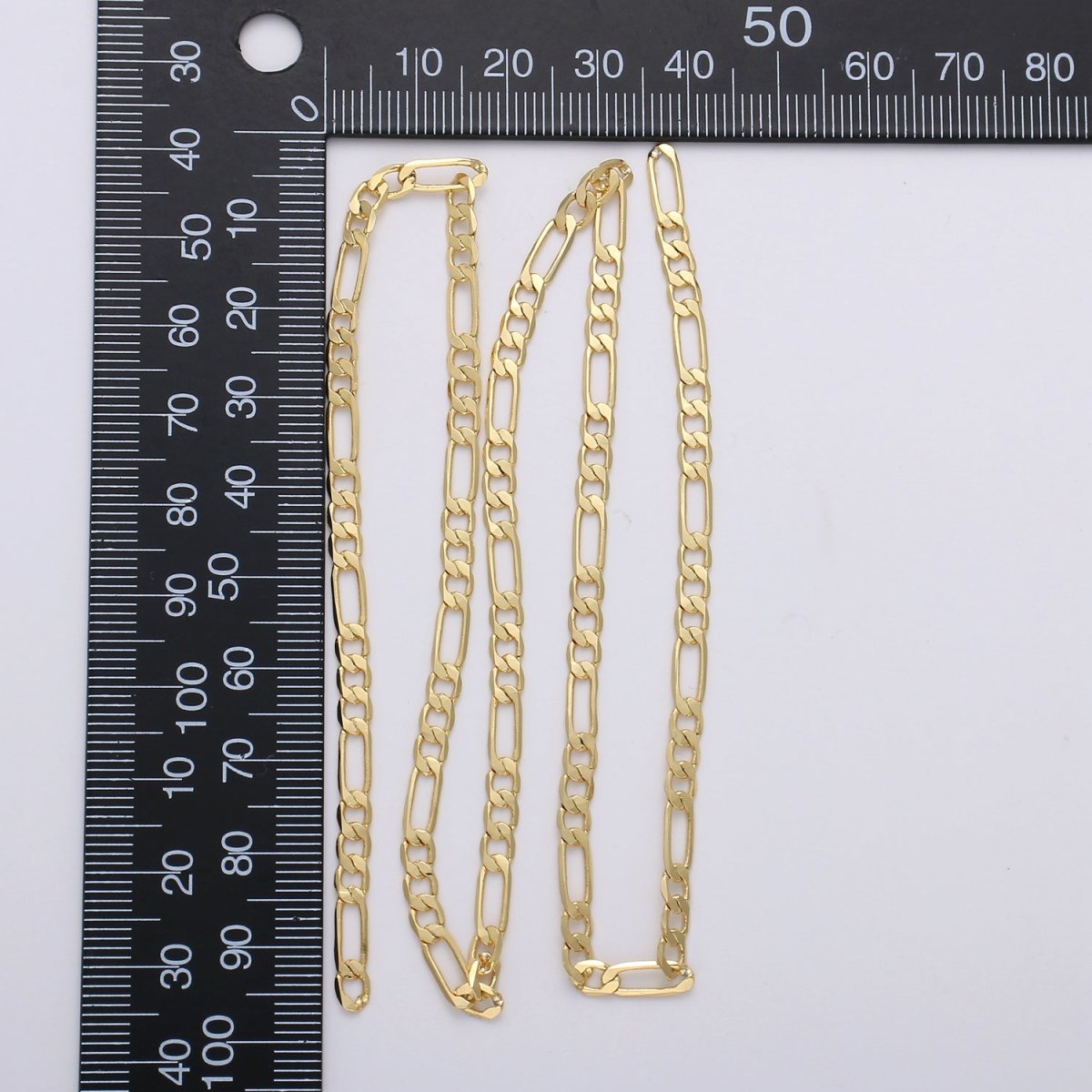 24K Gold plated Figaro Unfinished Chain, Dainty 3mm Flat Figaro Chain for Men Woman Unisex Layering Necklace Jewelry Making | ROLL-703 Clearance Pricing - DLUXCA