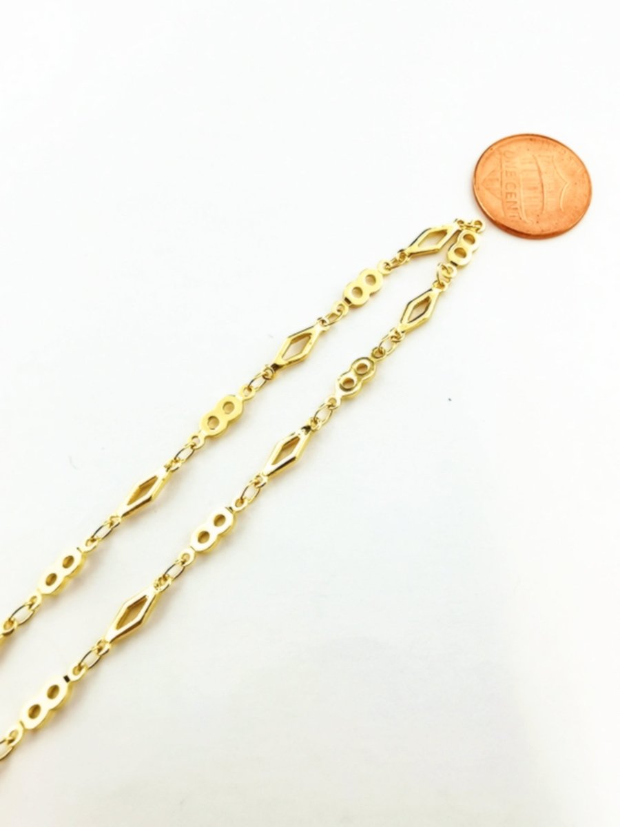 24K Gold plated Figure 8 Chain by Yard, Gold plated FIGURE 8 Chain by Yard, Wholesale Bulk Roll Chain for Jewelry Making, Size 11.5x3.5mm, DESIGNED Chain | ROLL-175 Clearance Pricing - DLUXCA