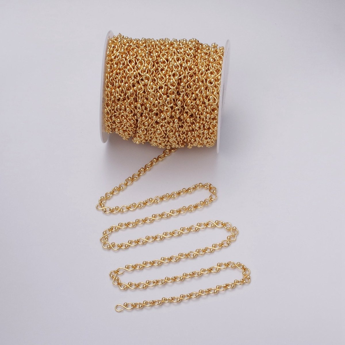 24K Gold plated Figure Eight Chain by Yard Unfinished Chain For Necklace Bracelet Jewelry Making | ROLL-1132 Clearance Pricing - DLUXCA