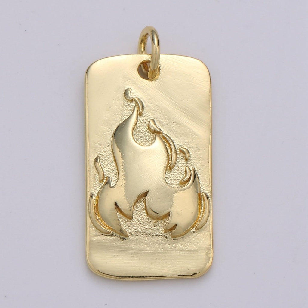 24K Gold plated Fire Rectangle Charm D-926 - DLUXCA