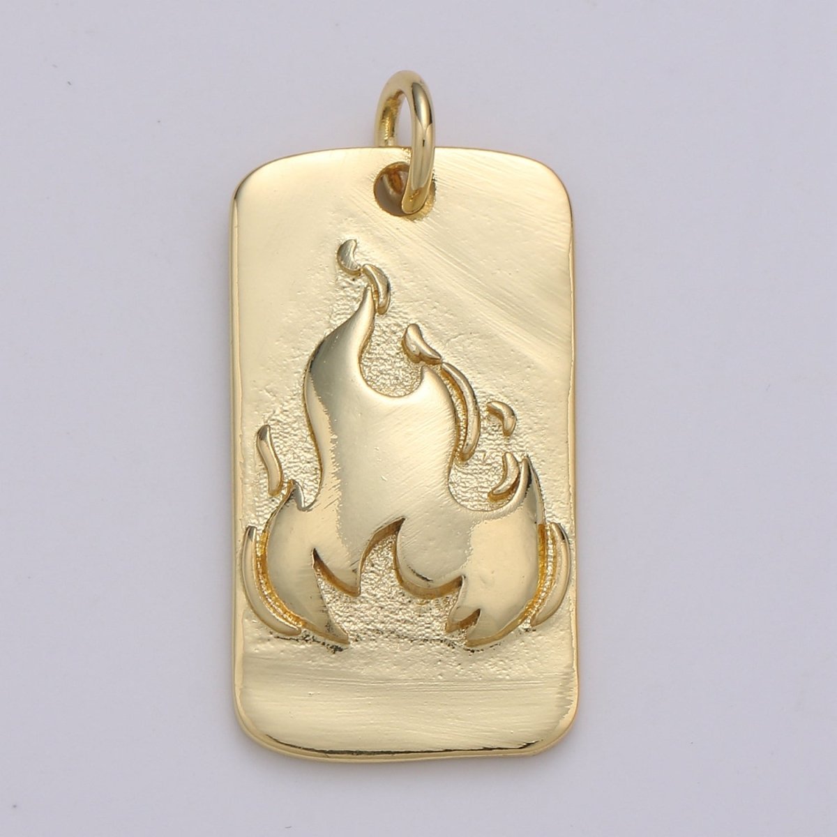 24K Gold plated Fire Rectangle Charm D-926 - DLUXCA