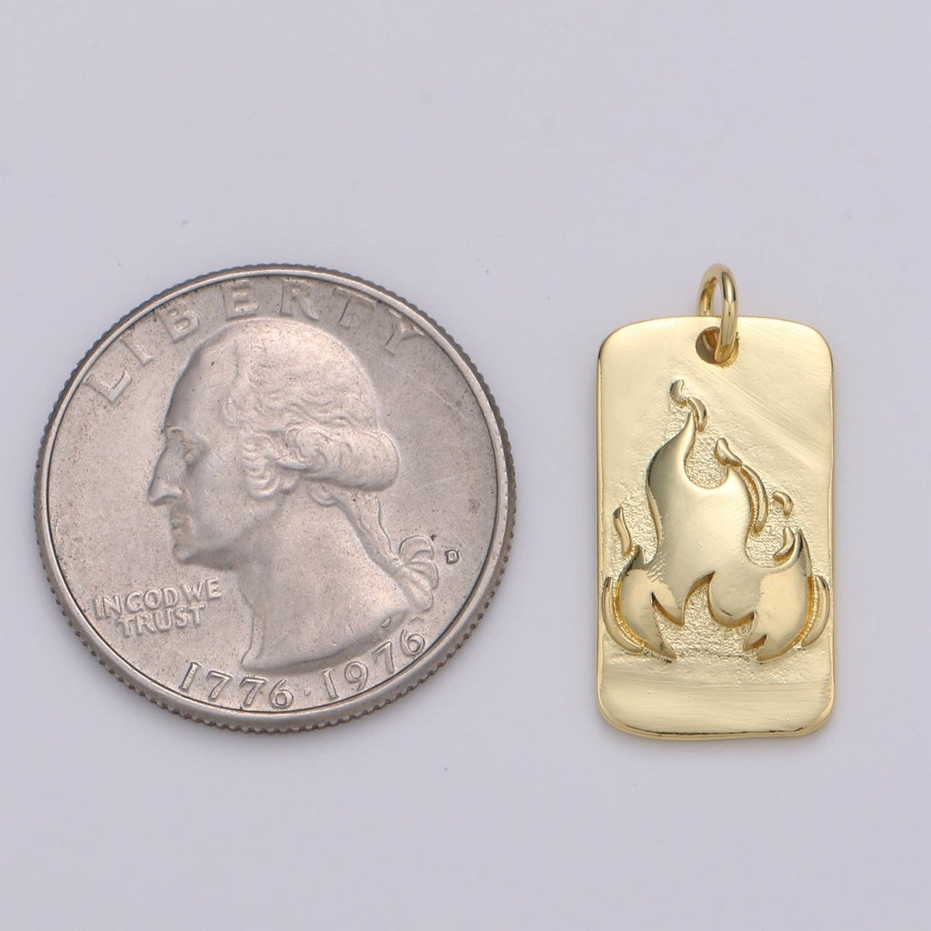 24K Gold plated Fire Rectangle Charm D-926 - DLUXCA