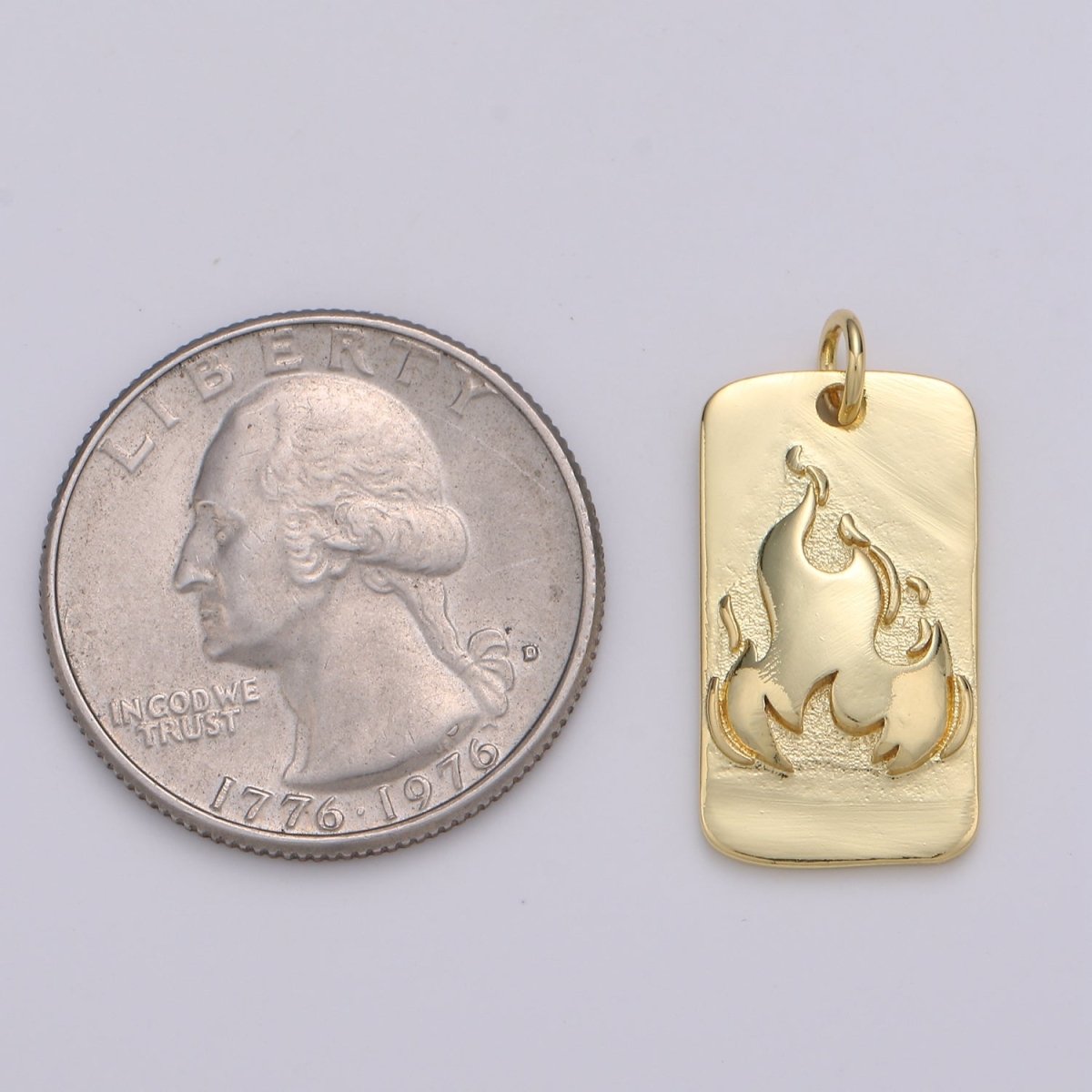 24K Gold plated Fire Rectangle Charm D-926 - DLUXCA