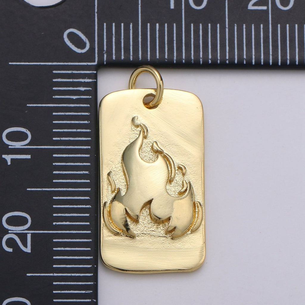 24K Gold plated Fire Rectangle Charm D-926 - DLUXCA