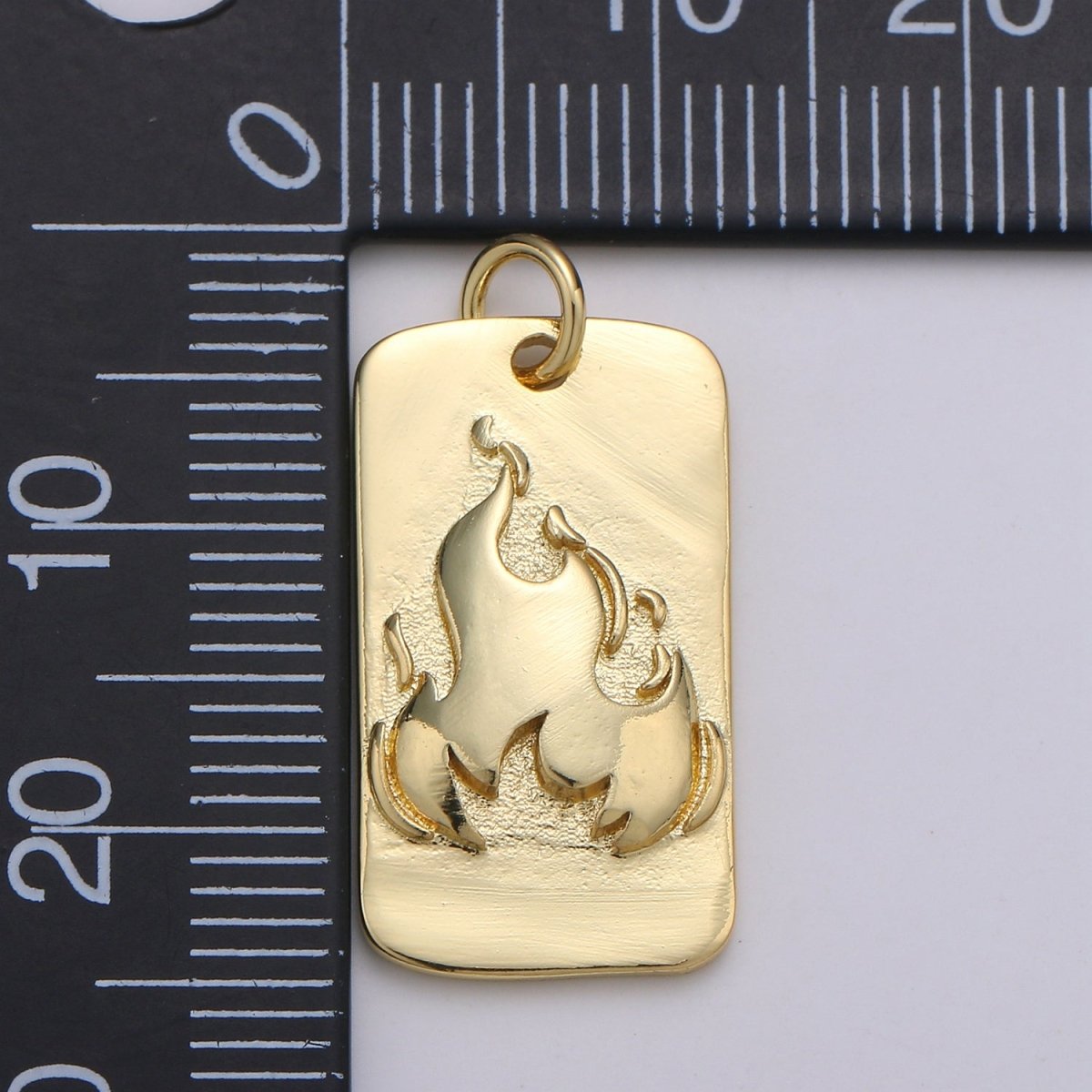 24K Gold plated Fire Rectangle Charm D-926 - DLUXCA