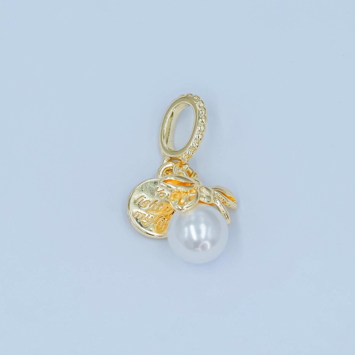 24K Gold plated Firefly "You Light Up My Life" Script Rhondelle Bail Drop Pendant | AA1501 