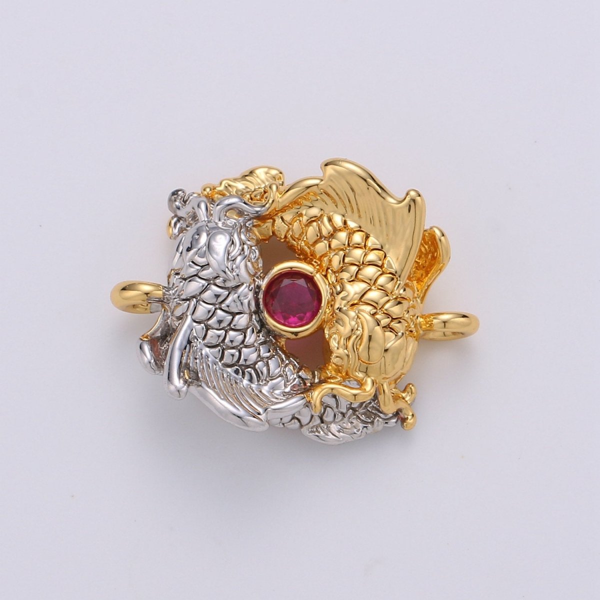 24K Gold plated Fish koi Spacer, Lucky Fish Beads For Bracelet Charm Bead Connector Pendant Finding For Jewelry Making F-430 - DLUXCA