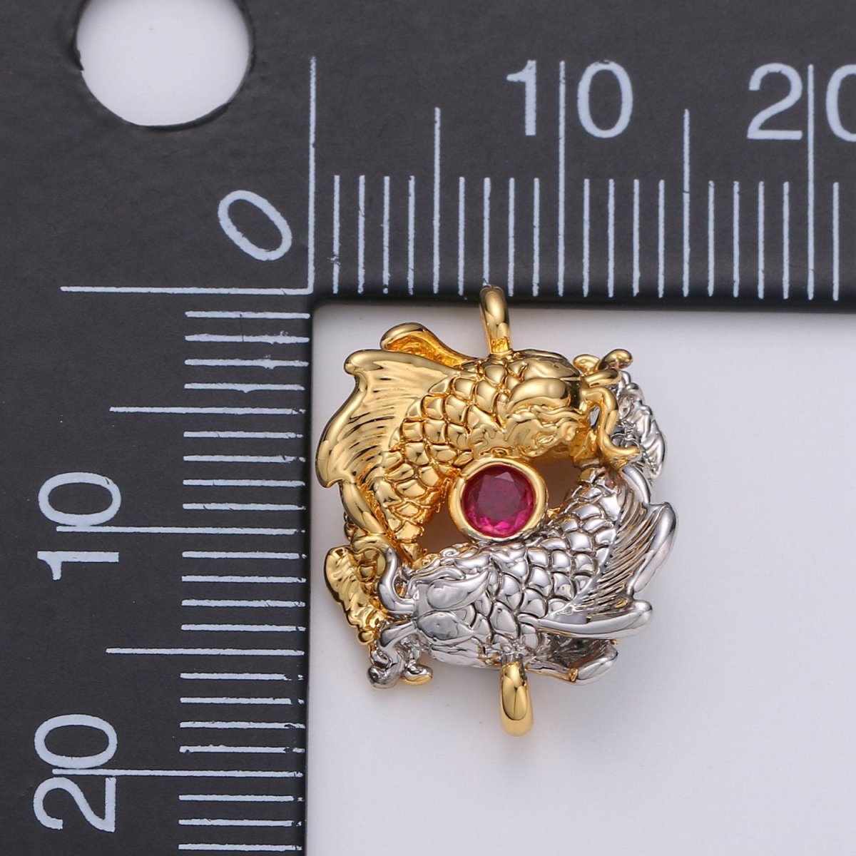 24K Gold plated Fish koi Spacer, Lucky Fish Beads For Bracelet Charm Bead Connector Pendant Finding For Jewelry Making F-430 - DLUXCA