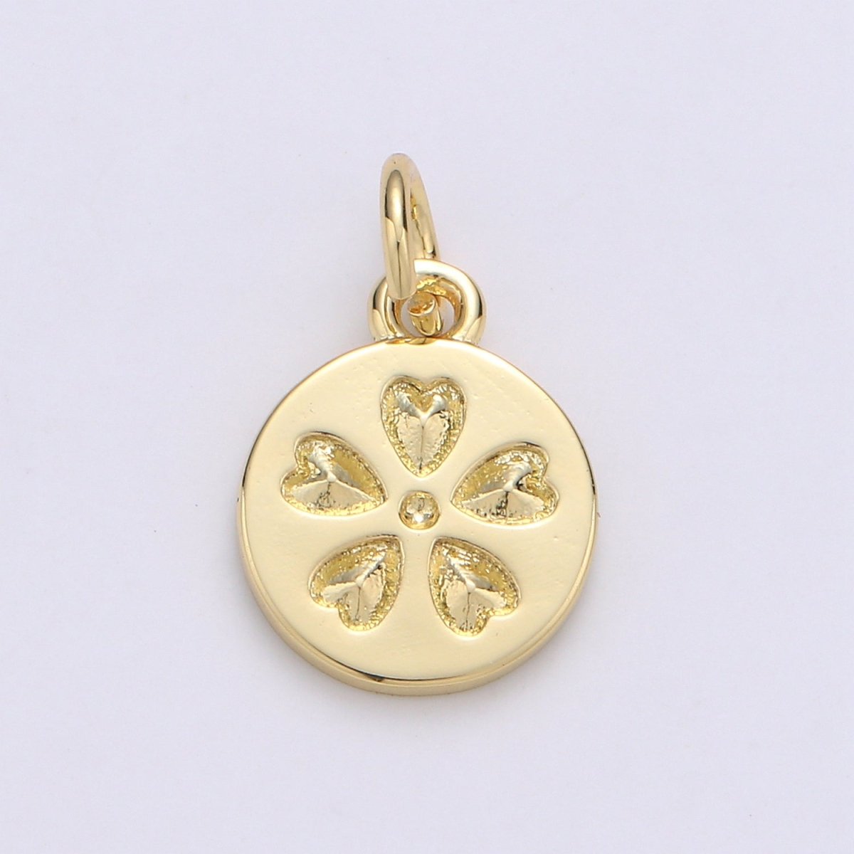 24K Gold plated Five Leaf Clover Coin Charm D-918 - DLUXCA