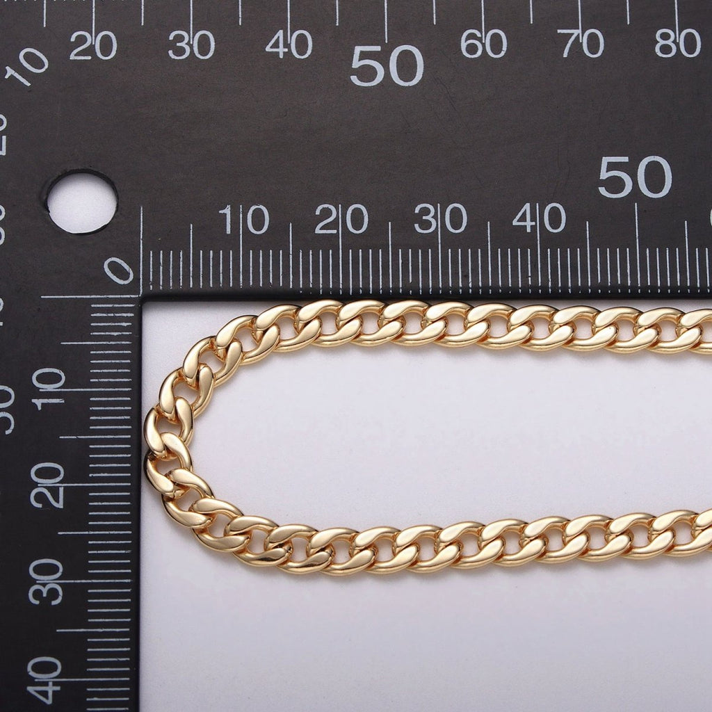 24k Gold plated Flat Concave Curb 5mm Width Unfinished Chain by Yard in Gold & Silver | ROLL-1058, ROLL-1104 Clearance Pricing - DLUXCA