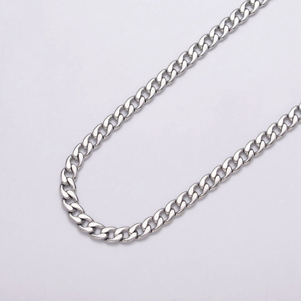24k Gold plated Flat Concave Curb 5mm Width Unfinished Chain by Yard in Gold & Silver | ROLL-1058, ROLL-1104 Clearance Pricing - DLUXCA