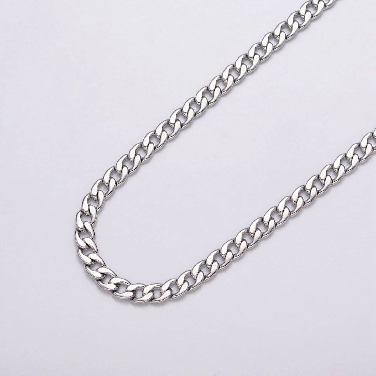 24k Gold plated Flat Concave Curb 5mm Width Unfinished Chain by Yard in Gold & Silver | ROLL-1058, ROLL-1104 Clearance Pricing - DLUXCA