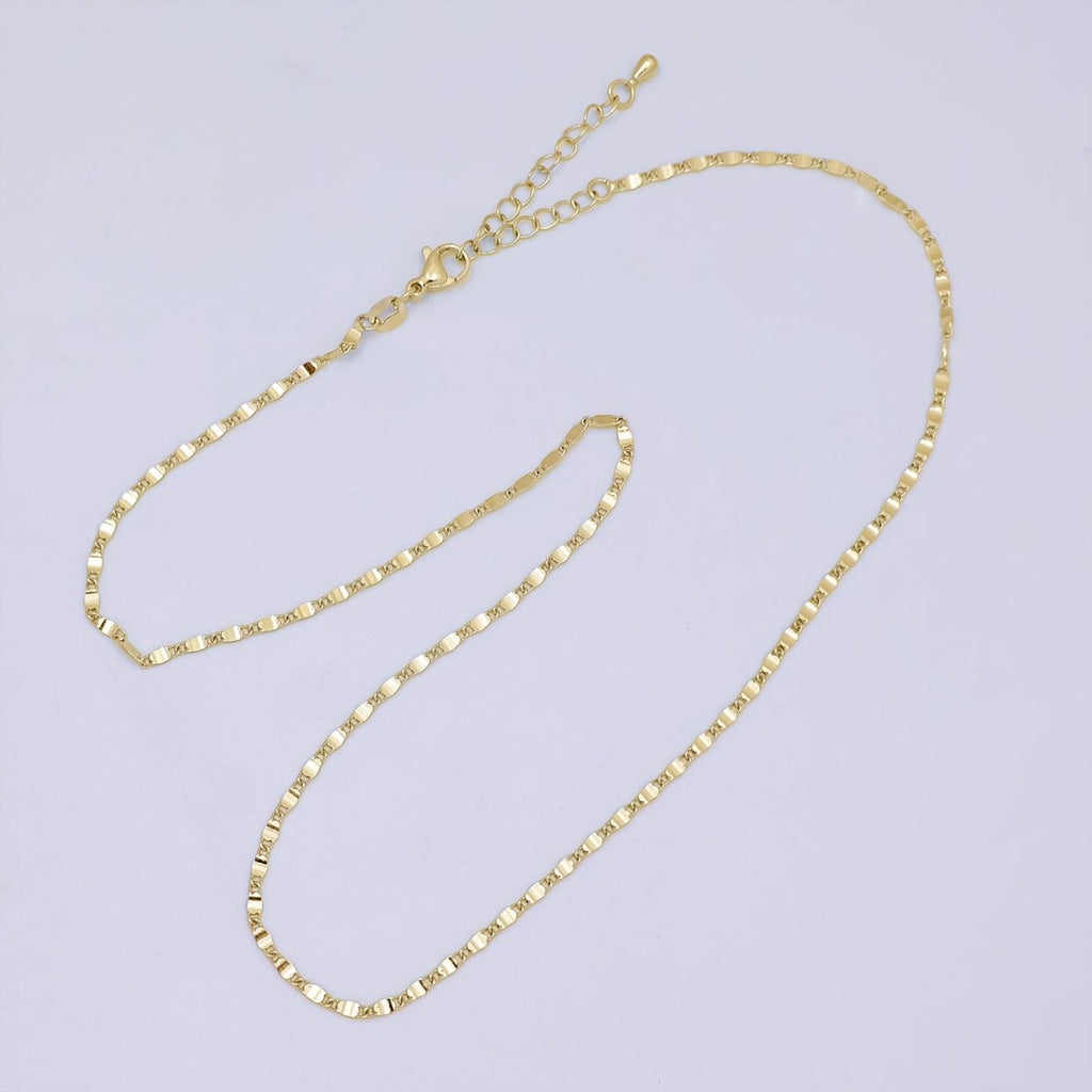 24K Gold plated Flat Diamond Cut Mariner Anchor Necklace 15.75 inch, 18 inches for Minimalist Jewelry | WA - 1841 WA - 1842 Clearance Pricing - DLUXCA