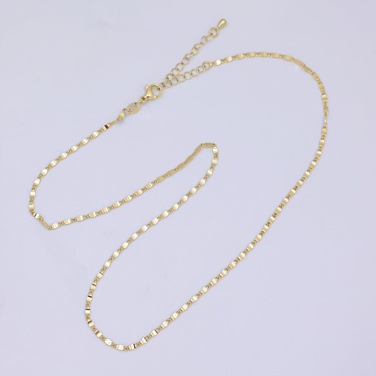 24K Gold plated Flat Diamond Cut Mariner Anchor Necklace 15.75 inch, 18 inches for Minimalist Jewelry | WA - 1841 WA - 1842 Clearance Pricing - DLUXCA